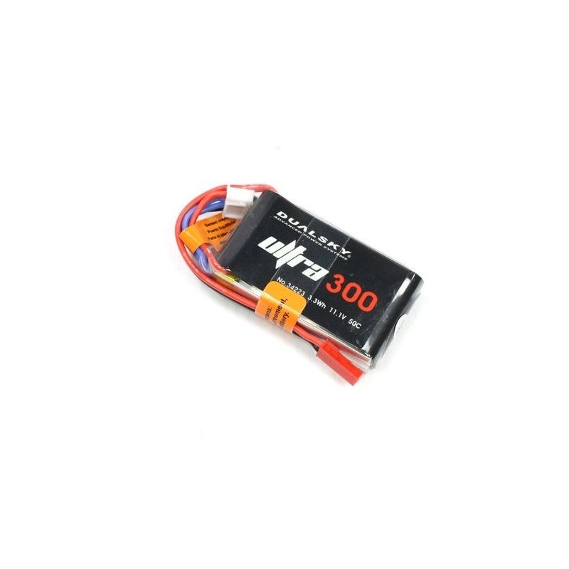 Batterie di propulsione per aerei RC - Batteria Dualsky Ultra, lipo 3S 11.1V 300mAh 50C jst-bec plug - FLASH RC
