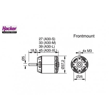 Outrunner - Hacker A30-12 XL V4 brushless motor (177g, 700kv, 650W) - FLASH RC