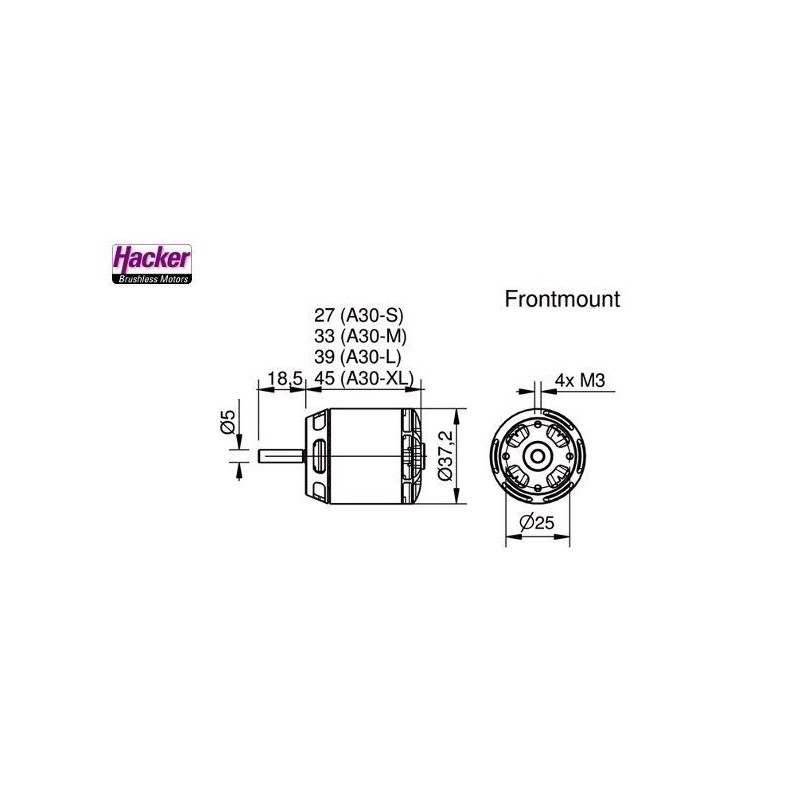 Outrunner - Brushless-Motor Hacker A30-22S V4 (70g, 1440kv, 340W) - FLASH RC