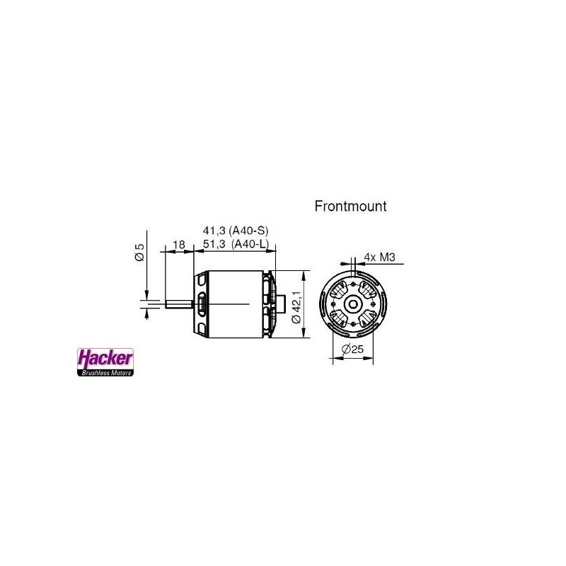 Outrunner - Brushless-Motor Hacker A40-10S V4 8-Pol (190g, 1600kv, 1600W) - FLASH RC