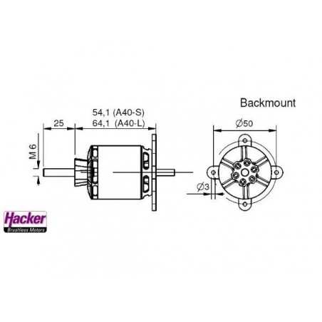 Outrunner - Brushless-Motor Hacker A40-10L V4 14-Pol (246g, 500kv, 1500W) - FLASH RC