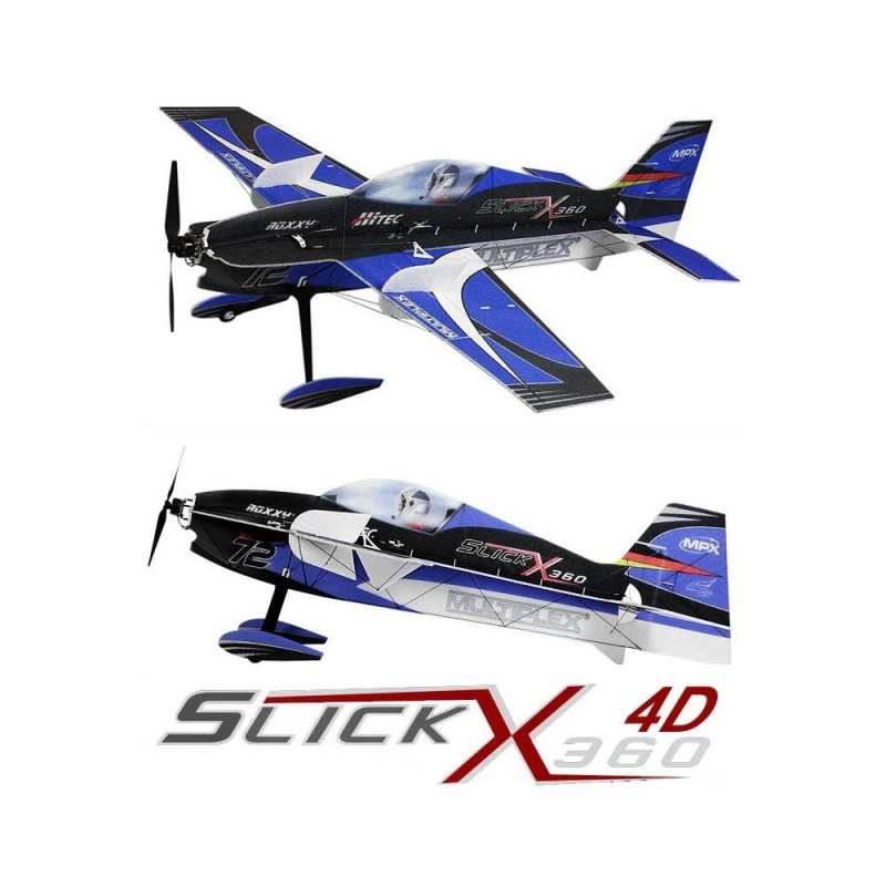 Aviones RC Indoor - KIT Multiplex Slick X360 4D Indoor Edition azul aprox 0,86m - FLASH RC