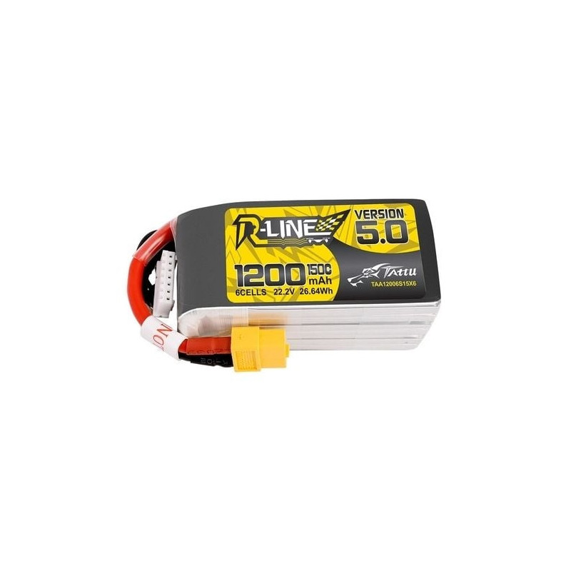 Batterie Tattu R-line V5.0 lipo 6S 22.2V 1200mAh 150C prise XT60 - FLASH RC