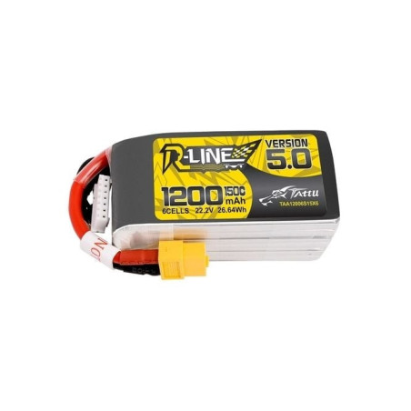 Tattu R-line V5.0 LiPo Battery 6S 22.2V 1200mAh 150C XT60 Connector - FLASH RC