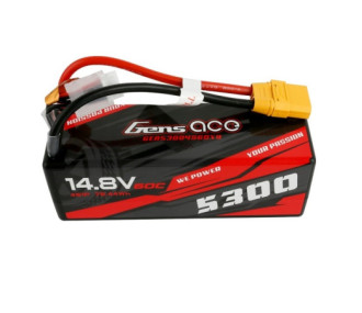 Gens Ace Hardcase Battery, Lipo 4S 14.8V 5300mAh 60C XT90 Connector - FLASH RC