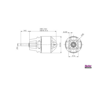 Motore brushless Hacke A20-22 L-LN EVO (68g, 924kv, 200W) 2