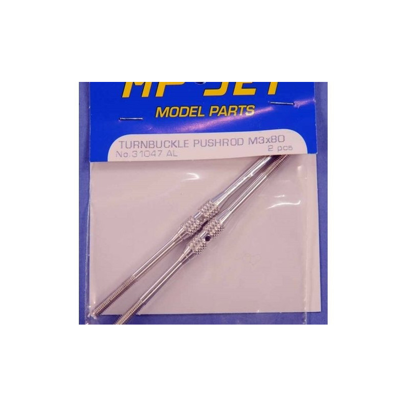 THREADED TURNBUCKLE M3x80mm KNURLED MP JET - FLASH RC