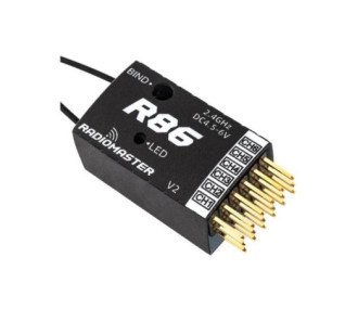 R86 Receiver 6 Channels PWM / 8 Channels compatible with Frsky D8 / D16 - FLASH RC