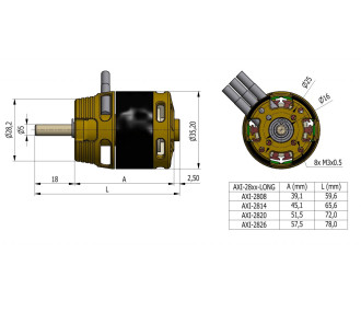 Outrunner - Motor AXI 2808/16 V2 GOLD LINE Langachse (85g, 1820kv, 170W) - FLASH RC 2