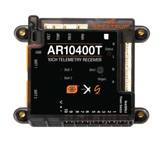 DSM2/DSMX 2.4Ghz SPEKTRUM - Spektrum AR10400T DSMX 10 Channel PowerSafe Receiver, Telemetry - FLASH RC