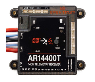 DSM2/DSMX 2.4Ghz SPEKTRUM - Spektrum AR14400T DSMX 14-channel PowerSafe receiver, Telemetry - FLASH RC