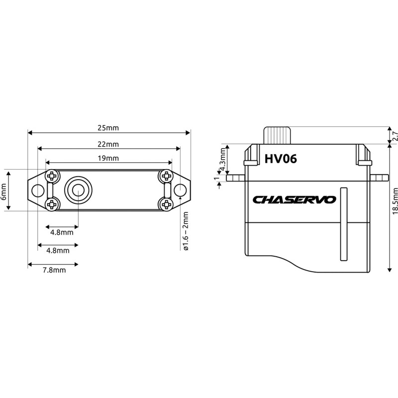Servo numérique HV06 Chaservo MICRO (6g, 1.8kg.cm, 0.07s)