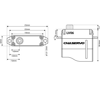 Servo numérique LV06 chaservo MICRO (6g, 1.7kg.cm, 0.055s) - FLASH RC 2