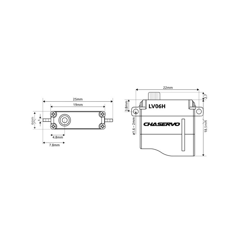 Servo digitale LV06H Chaservo MICRO (6g, 1,7kg.cm, 0,055s)