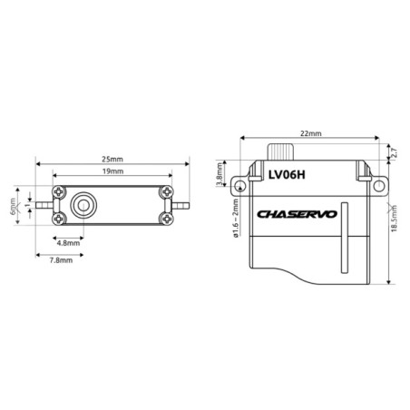 Servo digitale LV06H Chaservo MICRO (6g, 1,7kg.cm, 0,055s)