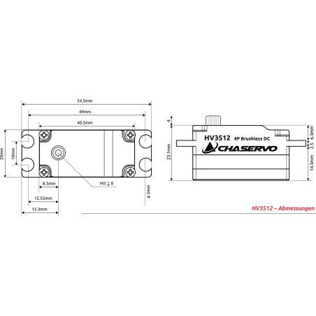 HV3512 Digital Servo chaservo Low Profile (50g, 40kg.cm, 0.11s) - FLASH RC