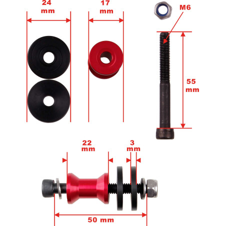 Colonna motore 22-28mm regolabile 100-120cc M6 4pz
