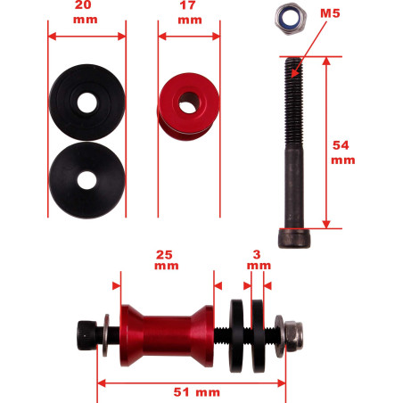 Colonna motore 25 mm regolabile 50-70 cm³m M5 4 pezzi