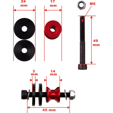 Motor column 17mm adjustable 100-120cm³m M6 4pcs
