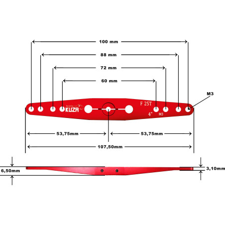 Pallonier 2 bras 25T 100/88/72/ 60mm 4" M3 Aluminium - FLASH RC