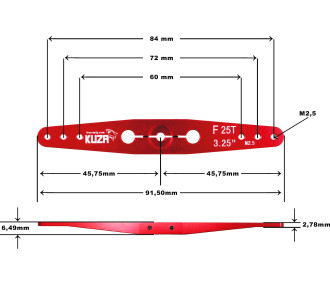 Barra divaricatrice a 2 bracci Kuza 25T 84/72/60mm 3,25" M2,5mm Alluminio 2