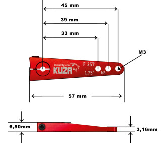 Single-arm horn 25T 45/39/33mm 1.75" M3 Aluminum - FLASH RC 2