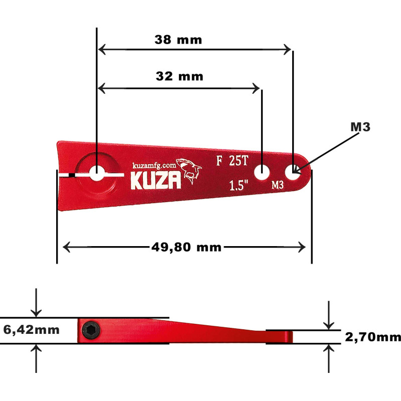 1 Brazo Pallonier 25T 38mm/32 1.5" M3 Aluminio