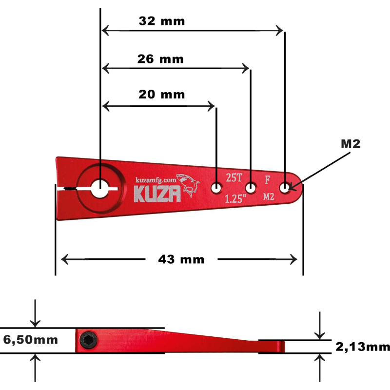 1 Brazo 25T 32/26/20mm 1.25" M2 Aluminio
