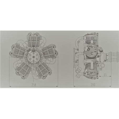 4-Takt-Benzinmotor GF150 R5 150cc 5-Zylinder-Radialmotor - NGH