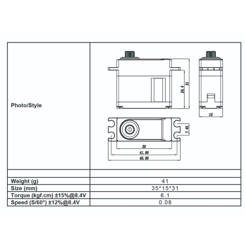 Servo numérique HV5301 Xact STD 8.4V 6.1kg  - FLASH RC