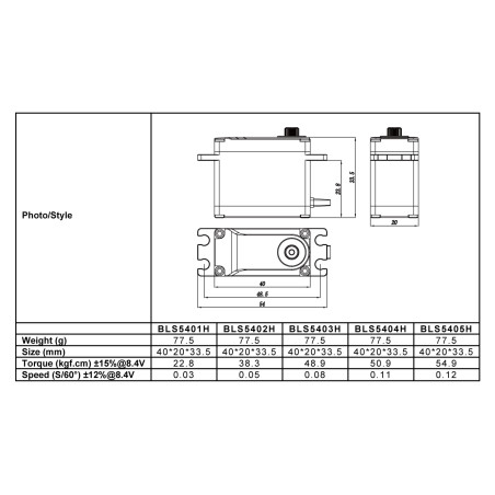 Servo numérique BLS5402H Xact STD 8.4V 38.3kg  - FLASH RC