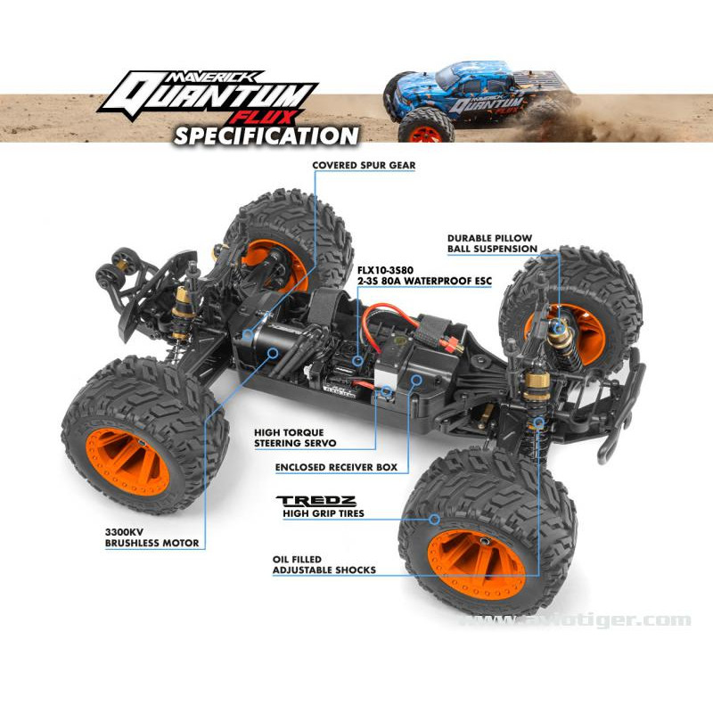 QUANTUM MT 1/10 4X4 FLUX BLEU - FLASH RC