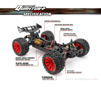 QUANTUM+ XT FLUX 4X4 1/10 ARGENT ROUGE - FLASH RC 2