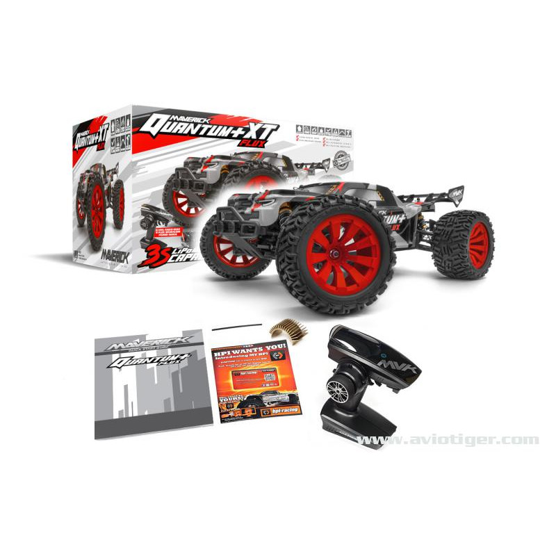 All-terrain RC car - QUANTUM+ XT FLUX 4X4 1/10 ARGENT ROUGE - FLASH RC