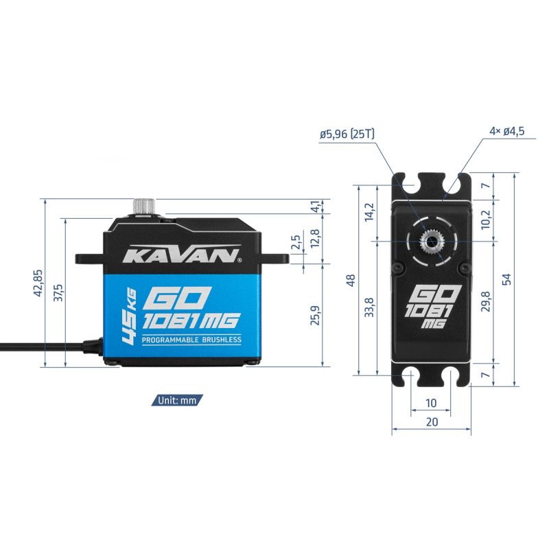 Servo Kavan GO-1081MG (0.085s/60°, 45kg.cm) - FLASH RC