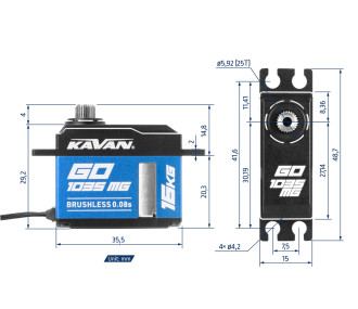 Servo - GO-1035MG (0.08s/60°, 16kg.cm) - FLASH RC 2