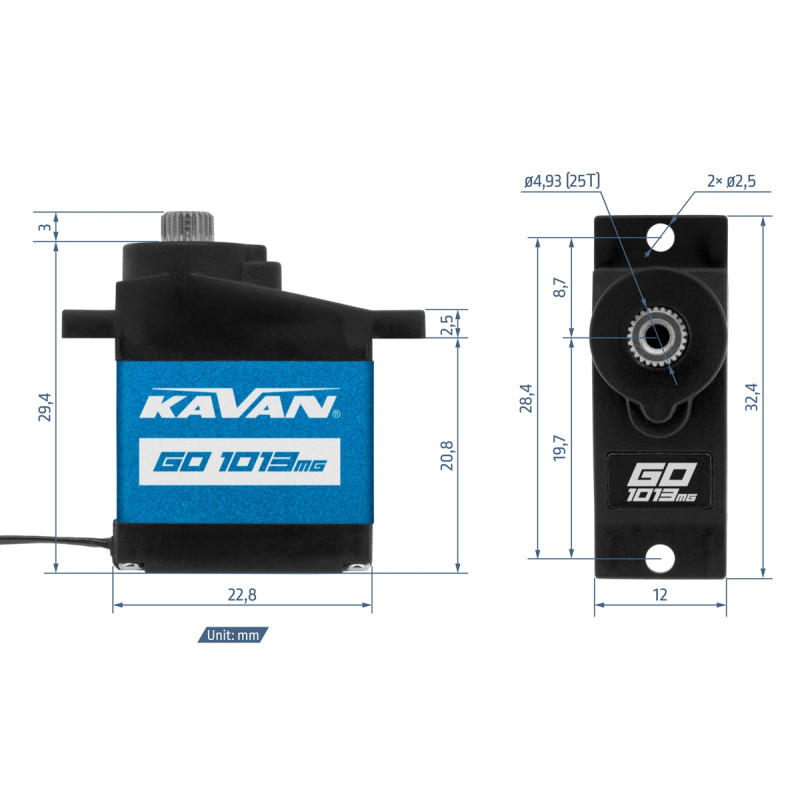 Servo Kavan GO-1013MG (0.13s/60°, 3.8kg.cm) - FLASH RC