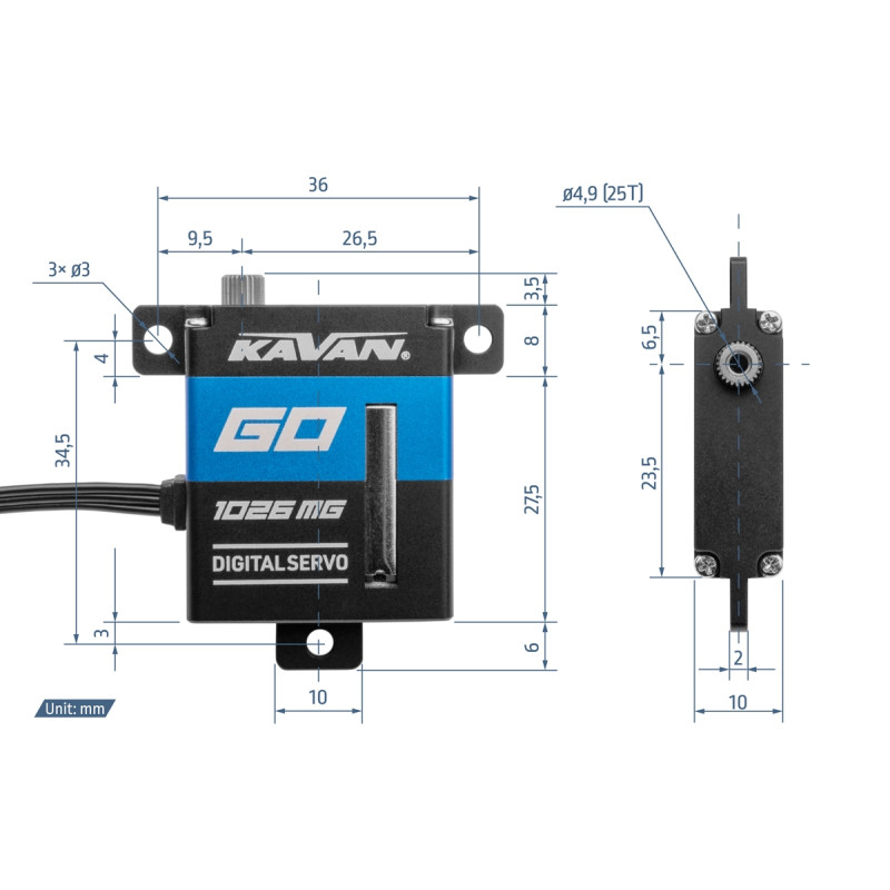 Servo Kavan GO-1026MG (0.11s/60°, 11kg.cm) - FLASH RC