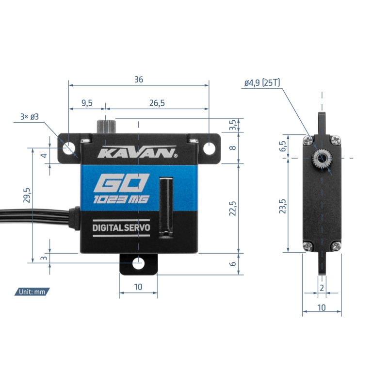 Servo - GO-1023MG (0.09s/60°, 7.0kg.cm) - FLASH RC