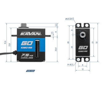 Servo Kavan GO-1020MG (0.08s/60°, 7.5kg.cm) - FLASH RC 2
