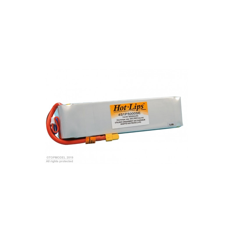 Batteries de propulsion avions RC - PACK LiPo HOT LIPS 14,8V 5000mAh 4S1P XT60 - FLASH RC