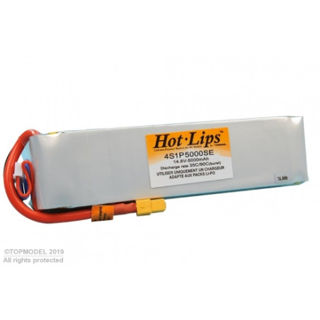 Baterías propulsión aviones RC - PACK LiPo HOT LIPS 14,8V 5000mAh 4S1P XT60 - FLASH RC