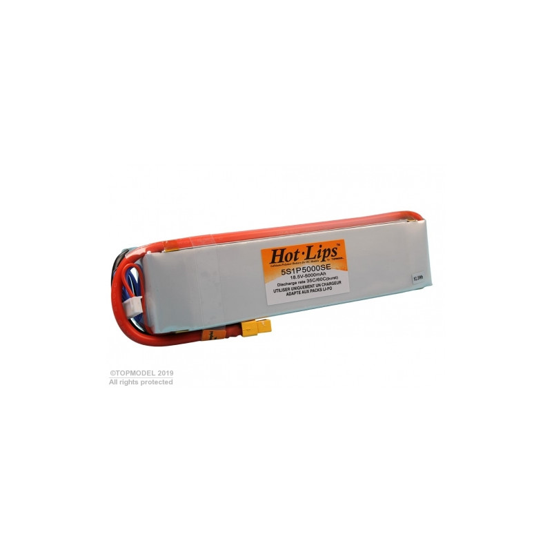 Batteries de propulsion avions RC - PACK LiPo HOT LIPS 18,5V 5000mAh 5S1P XT60 - FLASH RC