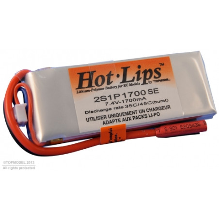 Batteries de propulsion avions RC - PACK LiPo HOT LIPS 7,4V 1700mAh 2S1P XT60 - FLASH RC