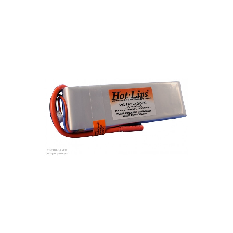 Baterías propulsión aviones RC - PACK LiPo HOT LIPS 7,4V 3200mAh 2S1P XT60 - FLASH RC