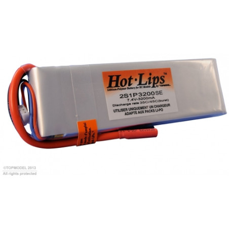 Baterías propulsión aviones RC - PACK LiPo HOT LIPS 7,4V 3200mAh 2S1P XT60 - FLASH RC