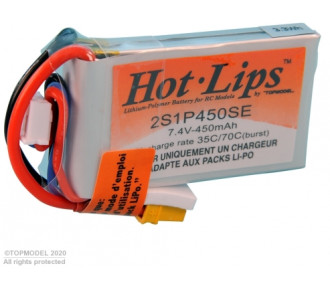 Baterías propulsión aviones RC - PACK LiPo HOT LIPS 7,4V 450mAh 2S1P XT30 - FLASH RC