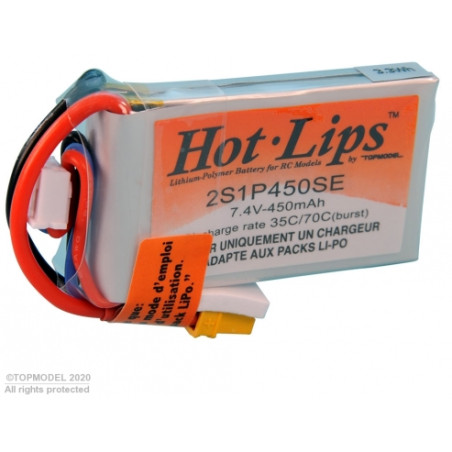 Antriebsbatterien für RC-Flugzeuge - PACK LiPo HOT LIPS 7,4V 450mAh 2S1P XT30 - FLASH RC