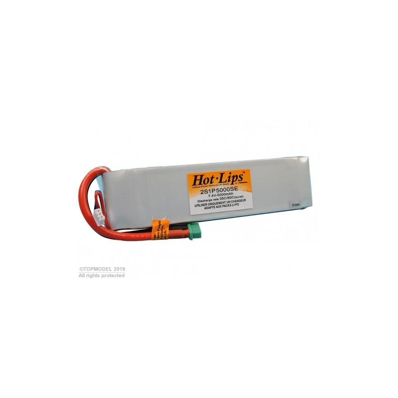 RC aircraft propulsion batteries - PACK LiPo HOT LIPS 7,4V 5000mAh 2S1P MPX - FLASH RC
