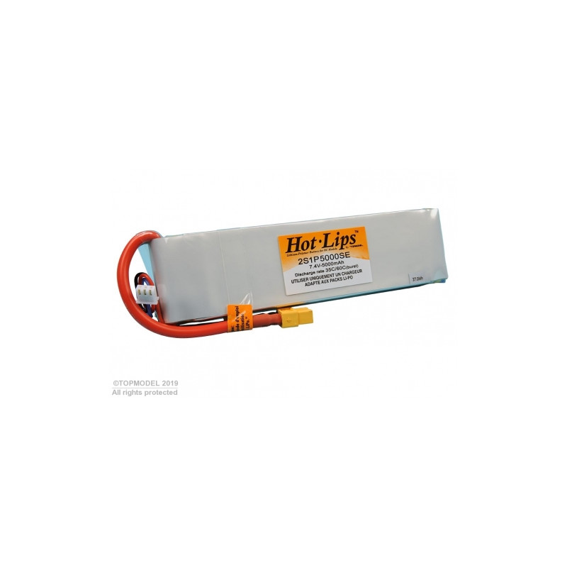 Antriebsbatterien für RC-Flugzeuge - PACK LiPo HOT LIPS 7,4V 5000mAh 2S1P XT60 - FLASH RC